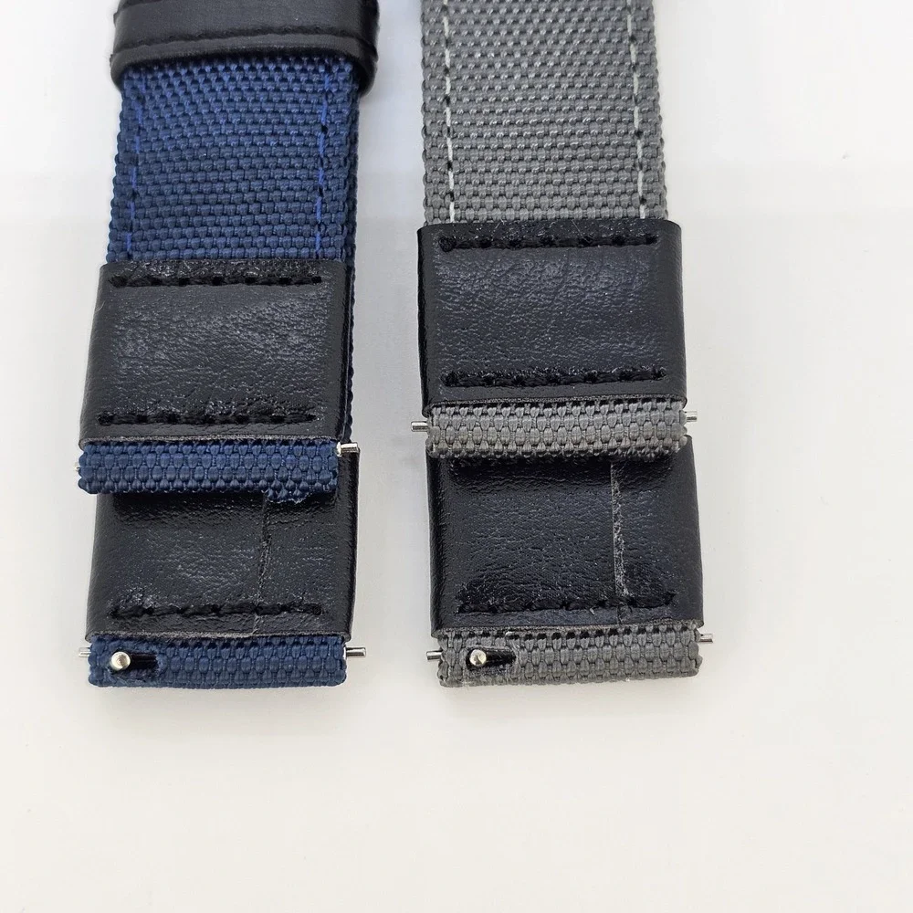 2X Men's 20MM Watch Premium Nylon Canvas‎ Straps Blue Gray 20MM Quick Release